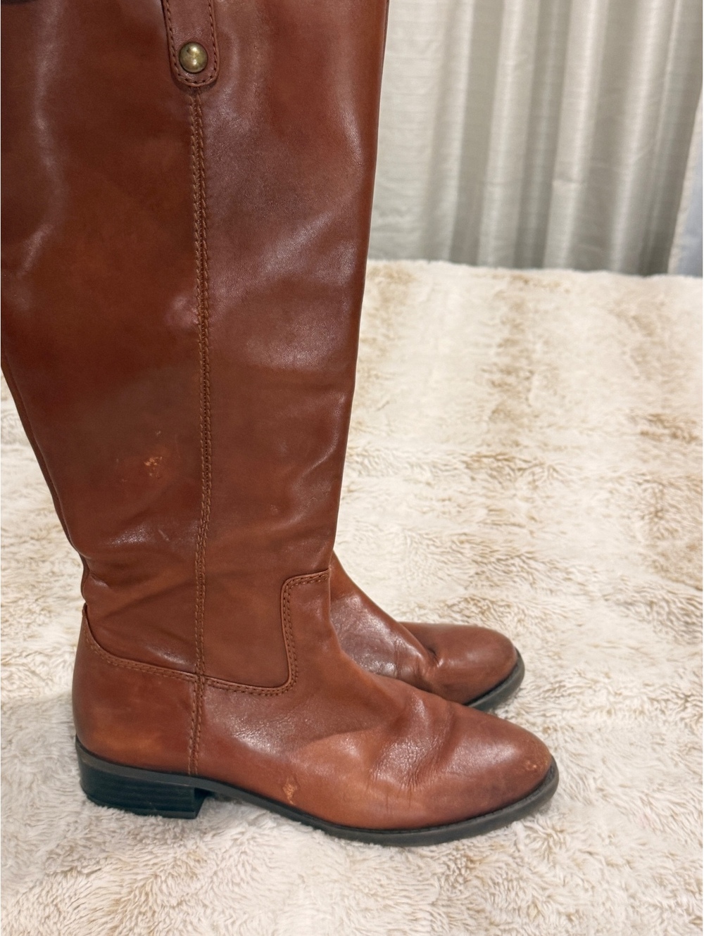 INC brown leather tall boots